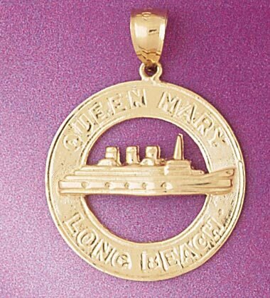 Queen Mary Long Beach Pendant Necklace Charm Bracelet in Yellow, White or Rose Gold 4854
