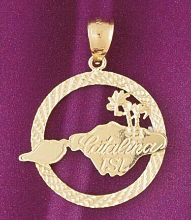 Catalina Island Pendant Necklace Charm Bracelet in Yellow, White or Rose Gold 4857