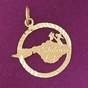 Catalina Island Pendant Necklace Charm Bracelet in Yellow, White or Rose Gold 4858