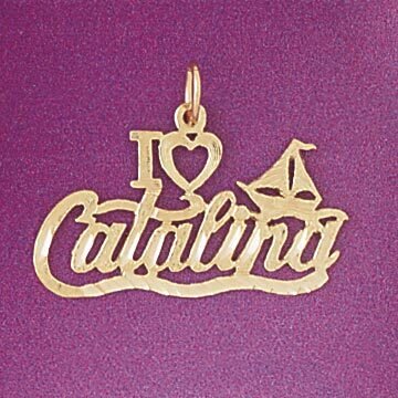 Catalina Island Pendant Necklace Charm Bracelet in Yellow, White or Rose Gold 4859