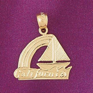 California Pendant Necklace Charm Bracelet in Yellow, White or Rose Gold 4863