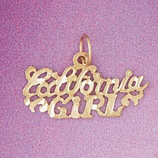 California Girl Pendant Necklace Charm Bracelet in Yellow, White or Rose Gold 4865