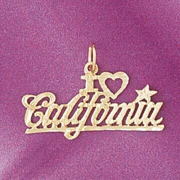 I Love California Pendant Necklace Charm Bracelet in Yellow, White or Rose Gold 4866
