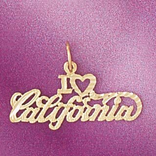 I Love California Pendant Necklace Charm Bracelet in Yellow, White or Rose Gold 4867