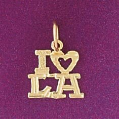 I Love La Pendant Necklace Charm Bracelet in Yellow, White or Rose Gold 4869