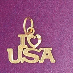 I Love Usa Pendant Necklace Charm Bracelet in Yellow, White or Rose Gold 4870