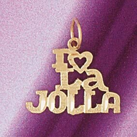 I Love La Jolla Pendant Necklace Charm Bracelet in Yellow, White or Rose Gold 4872