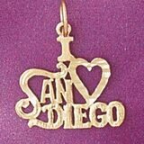 Dazzlers Jewelry I Love San Diego Pendant Necklace Charm Bracelet in Yellow, White or Rose Gold 487…