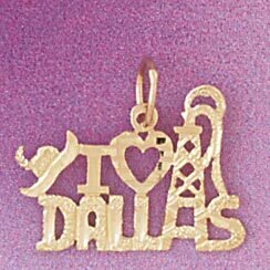 I Love Dallas Pendant Necklace Charm Bracelet in Yellow, White or Rose Gold 4878