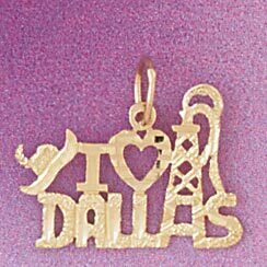 Dazzlers Jewelry I Love Dallas Pendant Necklace Charm Bracelet in Yellow, White or Rose Gold 4878, …