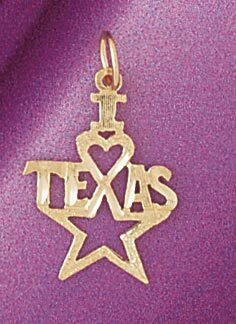 I Love Texas Pendant Necklace Charm Bracelet in Yellow, White or Rose Gold 4880