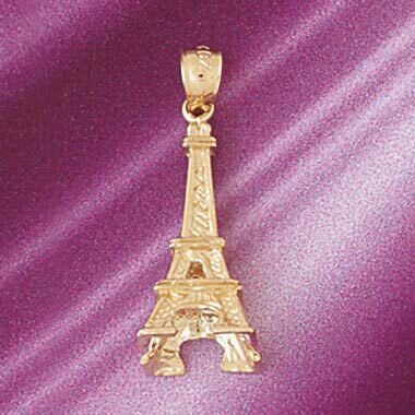 Eiffel Tower Pendant Necklace Charm Bracelet in Yellow, White or Rose Gold 4914