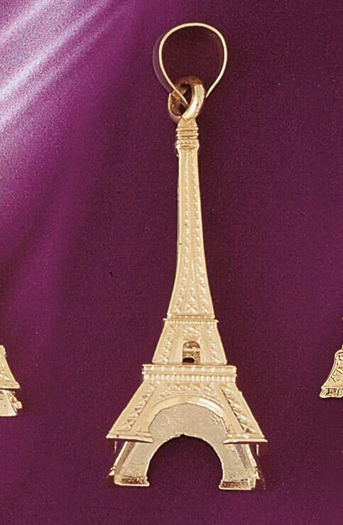 Dazzlers Jewelry Eiffel Tower Pendant Necklace Charm Bracelet in Yellow, White or Rose Gold 4916, M…