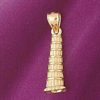 Pisa Tower Italy Pendant Necklace Charm Bracelet in Yellow, White or Rose Gold 4923