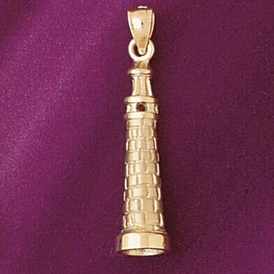Pisa Tower Italy Pendant Necklace Charm Bracelet in Yellow, White or Rose Gold 4924
