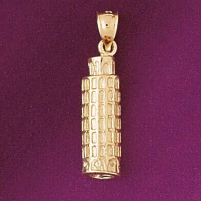 Pisa Tower Italy Pendant Necklace Charm Bracelet in Yellow, White or Rose Gold 4925