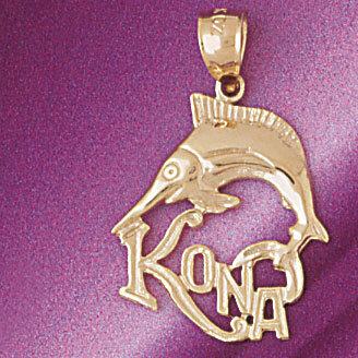Kona Hawaii Pendant Necklace Charm Bracelet in Yellow, White or Rose Gold 4949