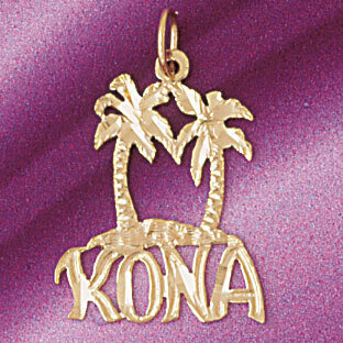 Kona Hawaii Pendant Necklace Charm Bracelet in Yellow, White or Rose Gold 4950