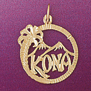 Kona Hawaii Pendant Necklace Charm Bracelet in Yellow, White or Rose Gold 4952