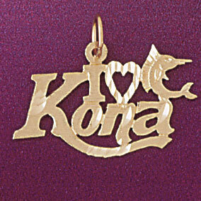 Kona Hawaii Pendant Necklace Charm Bracelet in Yellow, White or Rose Gold 4953
