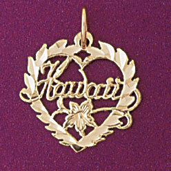 Dazzlers Jewelry Kauai Hawaii Pendant Necklace Charm Bracelet in Yellow, White or Rose Gold 4957, M…