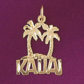 Kauai Hawaii Pendant Necklace Charm Bracelet in Yellow, White or Rose Gold 4958