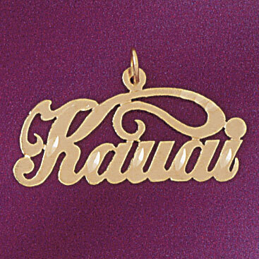 Kauai Hawaii Pendant Necklace Charm Bracelet in Yellow, White or Rose Gold 4960