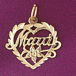 Maui Hawaii Pendant Necklace Charm Bracelet in Yellow, White or Rose Gold 4963