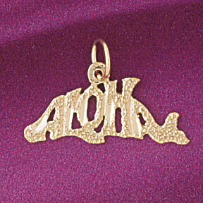 Aloha Hawaii Pendant Necklace Charm Bracelet in Yellow, White or Rose Gold 4971