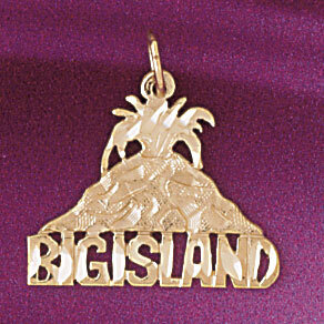 Big Island Hawaii Pendant Necklace Charm Bracelet in Yellow, White or Rose Gold 4973