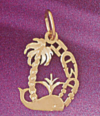 Hawaii Pendant Necklace Charm Bracelet in Yellow, White or Rose Gold 4974