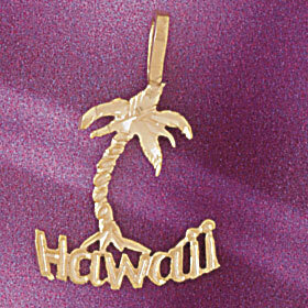Hawaii Pendant Necklace Charm Bracelet in Yellow, White or Rose Gold 4975