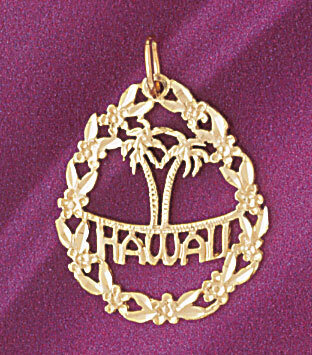 Hawaii Pendant Necklace Charm Bracelet in Yellow, White or Rose Gold 4976