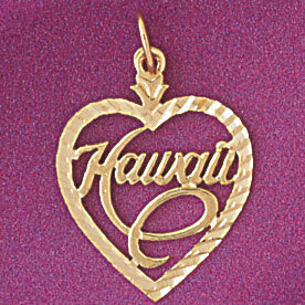 Hawaii Pendant Necklace Charm Bracelet in Yellow, White or Rose Gold 4978