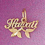 Hawaii Pendant Necklace Charm Bracelet in Yellow, White or Rose Gold 4981