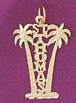 Saint Thomas Hawaii Pendant Necklace Charm Bracelet in Yellow, White or Rose Gold 4984