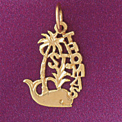 Saint Thomas Hawaii Pendant Necklace Charm Bracelet in Yellow, White or Rose Gold 4986