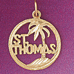 Saint Thomas Hawaii Pendant Necklace Charm Bracelet in Yellow, White or Rose Gold 4987