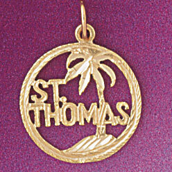 Dazzlers Jewelry Saint Thomas Hawaii Pendant Necklace Charm Bracelet in Yellow, White or Rose Gold …