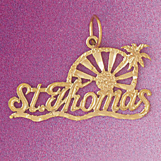 Saint Thomas Hawaii Pendant Necklace Charm Bracelet in Yellow, White or Rose Gold 4988