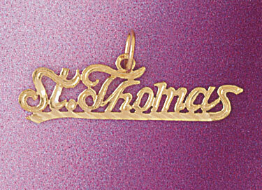 Saint Thomas Hawaii Pendant Necklace Charm Bracelet in Yellow, White or Rose Gold 4989