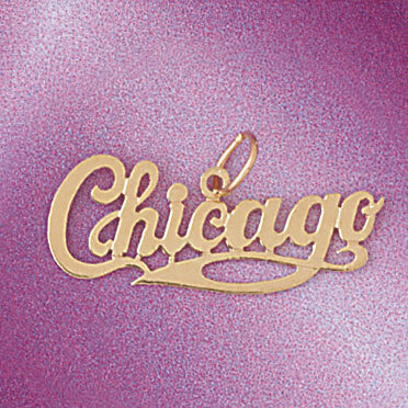 Dazzlers Jewelry Chicago Pendant Necklace Charm Bracelet in Yellow, White or Rose Gold 4995, MPN: D…