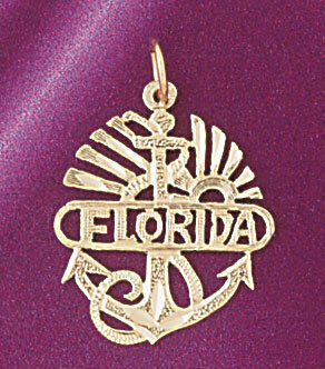 Florida Pendant Necklace Charm Bracelet in Yellow, White or Rose Gold 5004