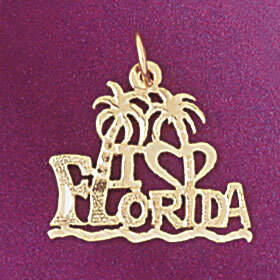 Florida Pendant Necklace Charm Bracelet in Yellow, White or Rose Gold 5006