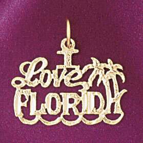 Florida Pendant Necklace Charm Bracelet in Yellow, White or Rose Gold 5010