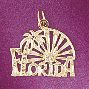 Florida Pendant Necklace Charm Bracelet in Yellow, White or Rose Gold 5011