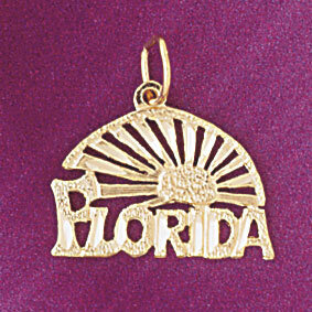 Florida Pendant Necklace Charm Bracelet in Yellow, White or Rose Gold 5012