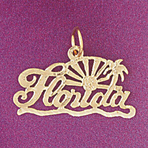 Florida Pendant Necklace Charm Bracelet in Yellow, White or Rose Gold 5013
