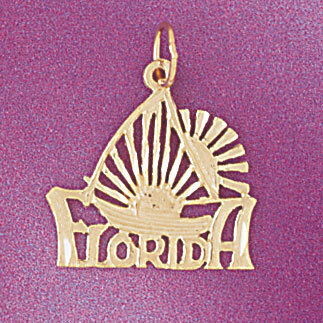 Florida Pendant Necklace Charm Bracelet in Yellow, White or Rose Gold 5014