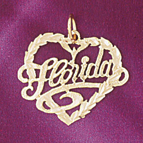Florida Pendant Necklace Charm Bracelet in Yellow, White or Rose Gold 5015